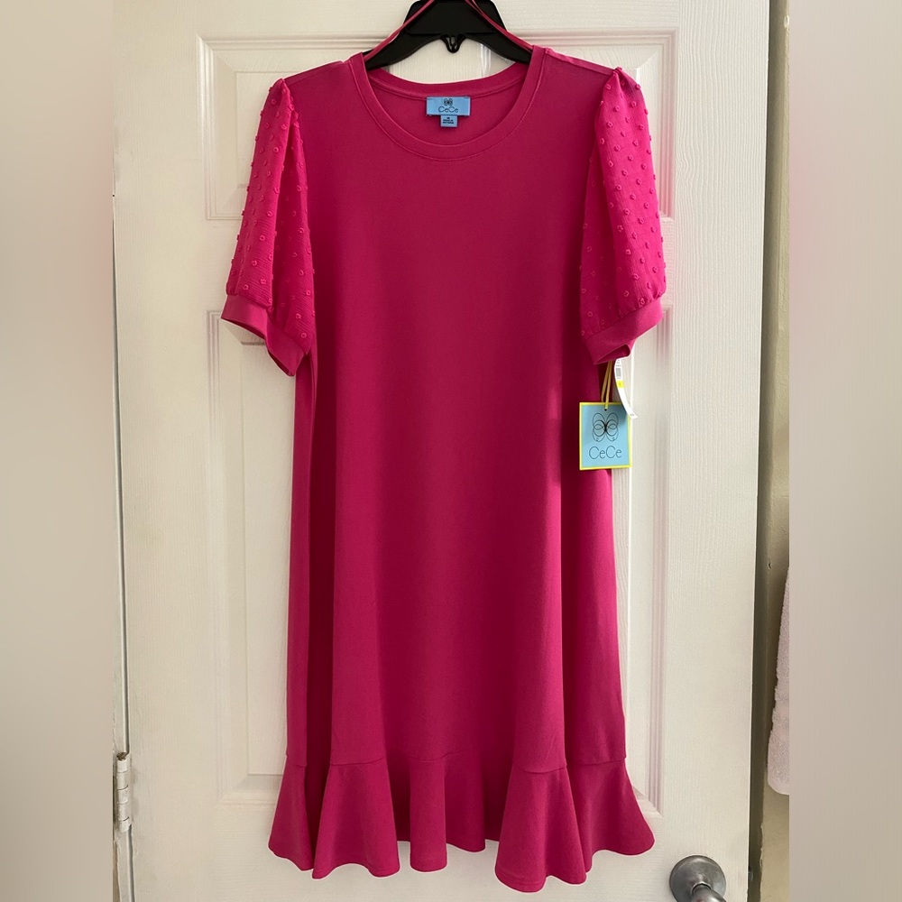 NWT CeCe Hot Pink Knee Length Dress. Size M.